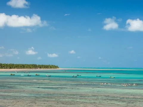 Beach view with boats Stock Photos