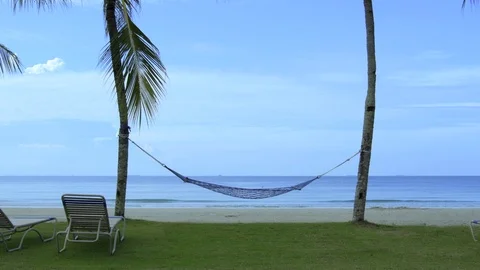 Beach view with hammock Stock Footage 114901390