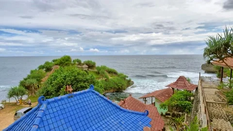 Beach view from the hotel balcony Video stock 166373252