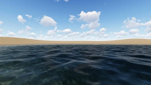 Beach View From Ocean Animation 3D Rendering Stock Footage 120412688