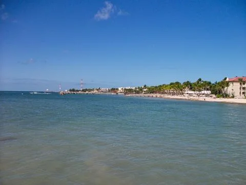 A beach view from the ocean Stock Photos