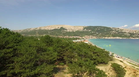 Beach view over the pine trees Stock Footage 56474300
