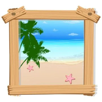 Beach view in photo frame Illustrazione stock