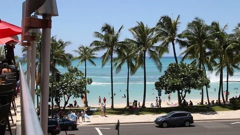 Beach View at A Resturaunt Stock Footage 104792345