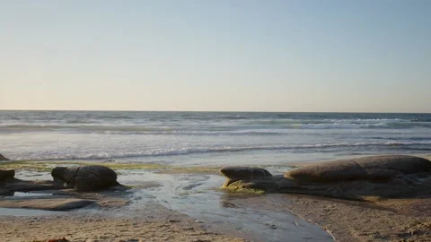 Beach view with rocks and waves Stock Footage 172551112
