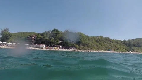 Beach view from the sea Stock Footage 137443320