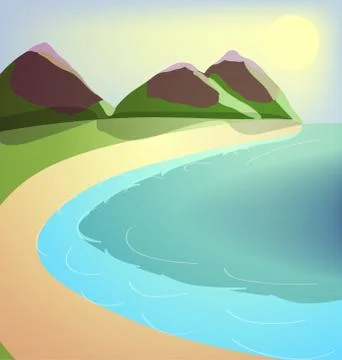 Beach view summer landcape vector background Stock Illustration
