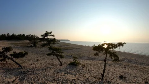 Beach view at sunset Stock Footage 107040521