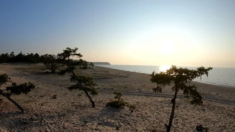 Beach view at sunset Stock Footage 107699201