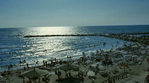 Beach view sunset summertime slow motion slow mo Stock Footage 39301171