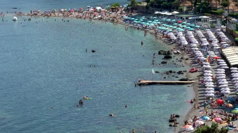Beach view in Taormina, Sicily Stock Footage 161221942