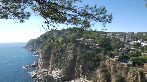 Beach view of Tossa de Mar Stock Footage 143088942