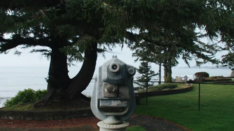 Beach Viewfinder Binoculars Tower Viewer Oregon Coast 库存影片 165428347