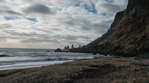 Beach at Vik, Iceland timelapse Stock Footage 36172096