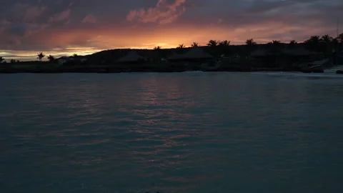 Beach Village at Dark Sunset Stock Footage 181567736
