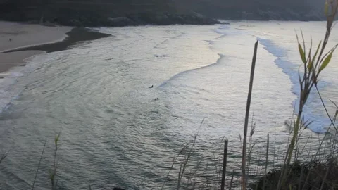 A beach in Viveiro, Spain, in winter Stock Footage 266840414