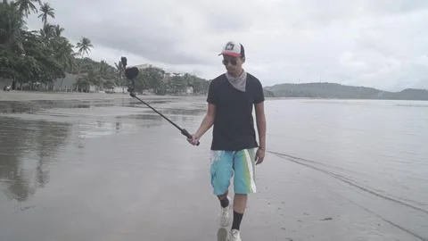 Beach vlogger Stock Footage 243095779
