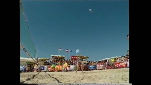 Beach Volley 90's record of VHS Stock Footage 192555732