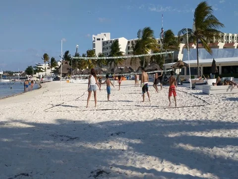 Beach Volleyball Game Stock Footage 73974052