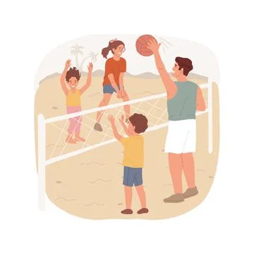 Beach volleyball isolated cartoon vector illustration. Ilustración de archivo
