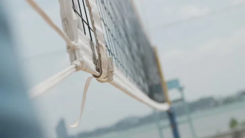 Beach volleyball net close up2 Stock Footage 321471534
