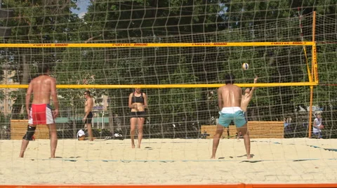 Beach volleyball net Stock Footage 41106312