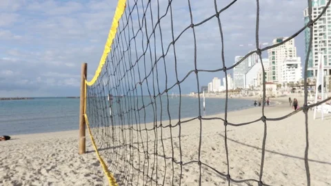 Beach volleyball net Stock Footage 128714985
