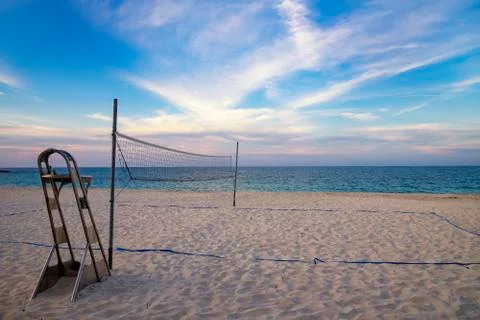 A beach volleyball net Foto stock