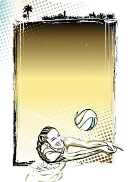 .beach volleyball poster background Stock Illustration