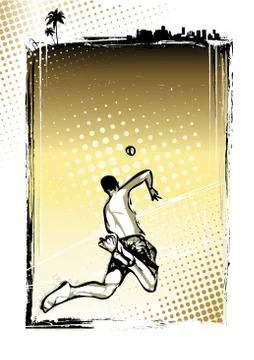 Beach volleyball poster background Stock Illustration