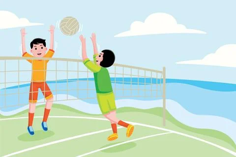 Beach Volleyball Vector Illustration Stock Illustration