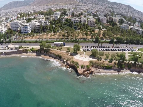 Beach of Voula in Athens Видео 73598372