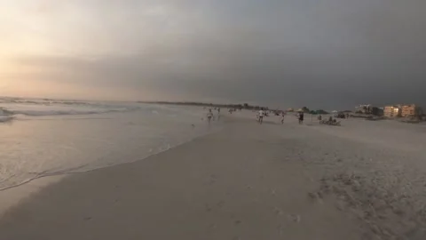 Beach walk at sunset. Stock Footage 155956495