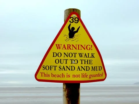 Beach Warning Sign Stock Photos