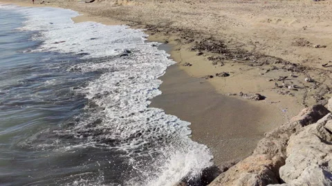 Beach with waste after the storm. Stock Footage 329505413