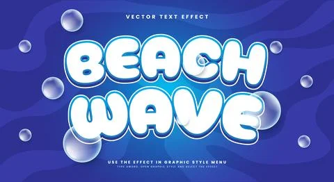 Beach wave 3d editable text effect Template Illustration