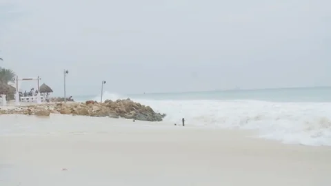 Beach Wave 6 Slow Motion Pan Right 1920 x 1080 24p Stock Footage 73495707