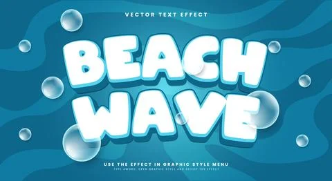 Beach wave editable text effect Template Stock Illustration