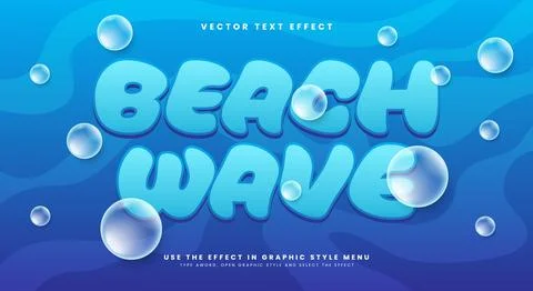 Beach wave editable text effect 스톡 일러스트