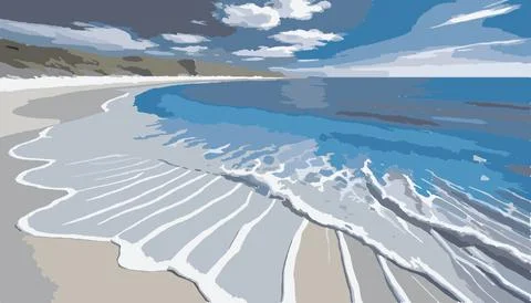 A beach with a wave 库存插图