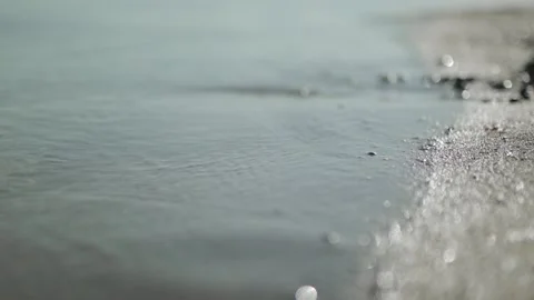 Beach Wave Splashing Macro In Sunset 4K Video Stock Footage 252621429