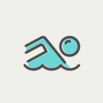 Beach wave thin line icon Illustrazione stock