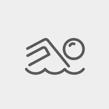 Beach wave thin line icon 스톡 일러스트