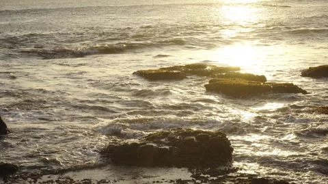 Beach with waves in the afternoon Video stock 256022376