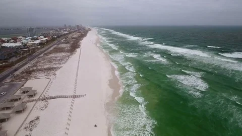 Beach waves and high wind Stock Footage 74214233