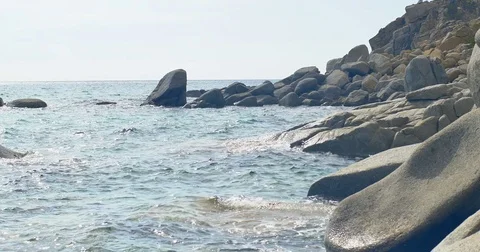 Beach Waves and Rocks. Coast line. Stock Footage 82204547