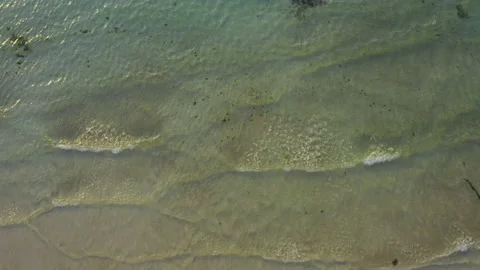 Beach waves and sunset scenery. drone shot. Jeju Island Stock Footage 195452767