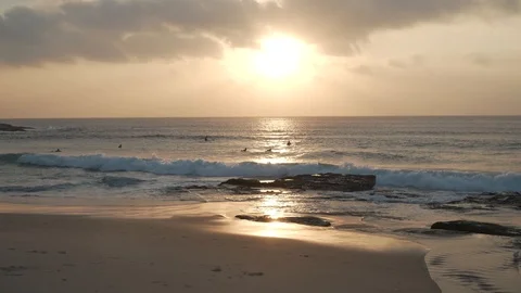 Beach waves with audio at dawn Stock Footage 107076864