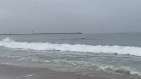 Beach Waves Cloudy HD Stock Footage 175372564