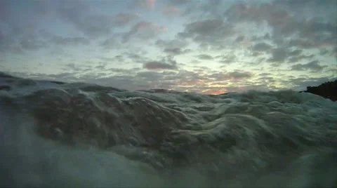 Beach Waves Crash Onto Camera Lens 1 - Slow Motion Stock Footage 925085